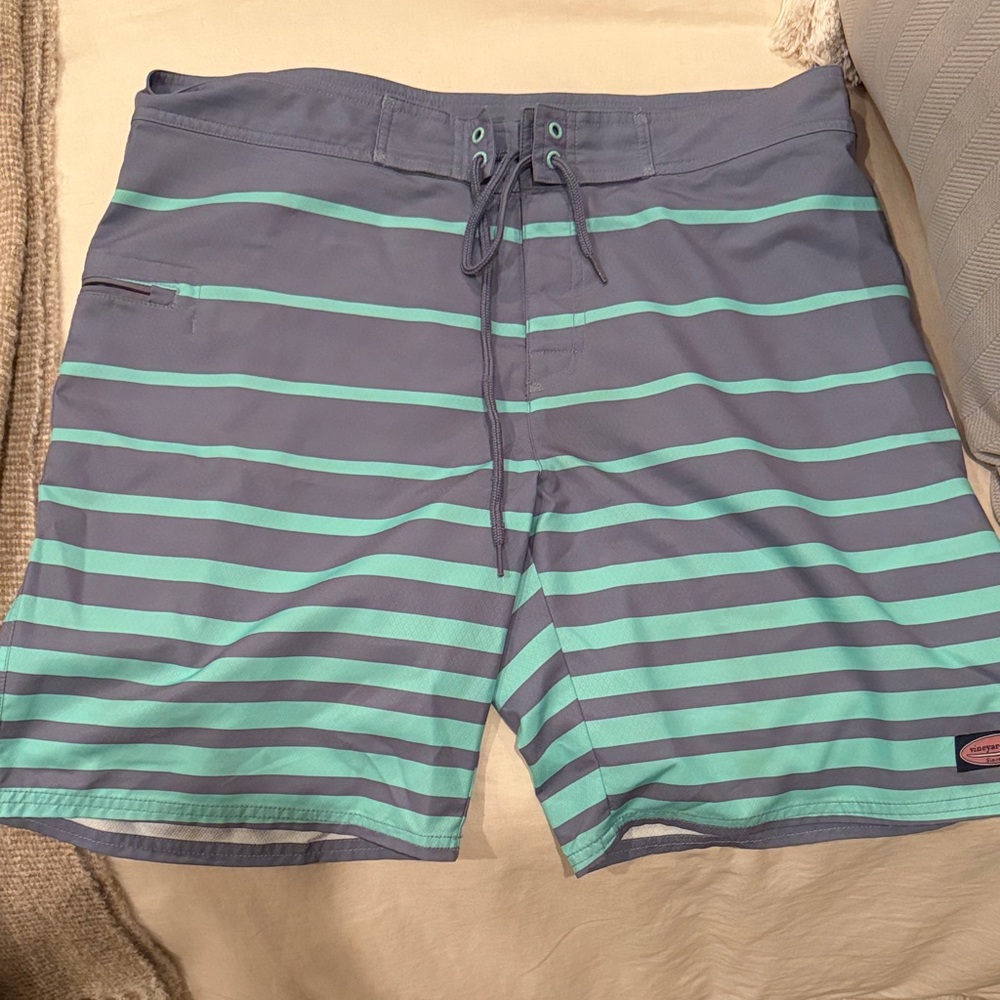 Vineyard Vines Blue and Green Striped Board Shorts